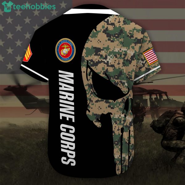 Custom Name United States Marine Corps Veteran Jersey Baseball Shirt Product Photo 3