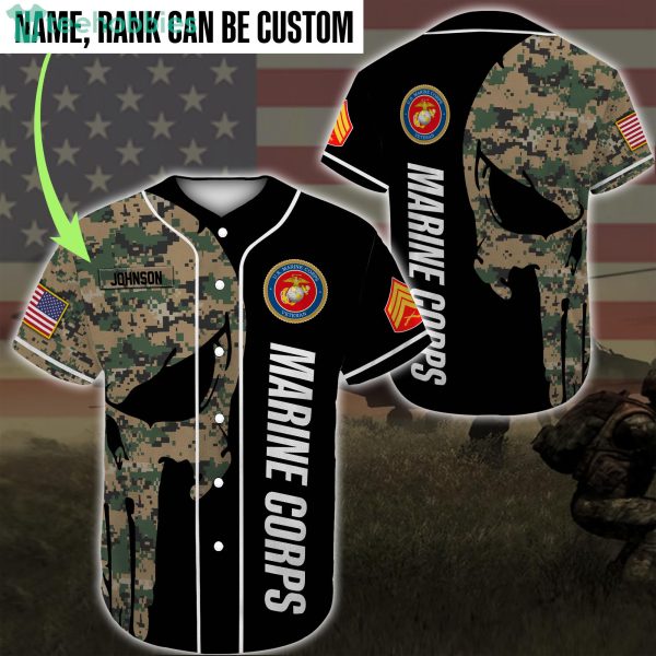 Custom Name United States Marine Corps Veteran Jersey Baseball Shirt Product Photo 1