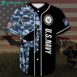 Custom Name United States Navy Veteran Jersey Baseball Shirt Product Photo 2