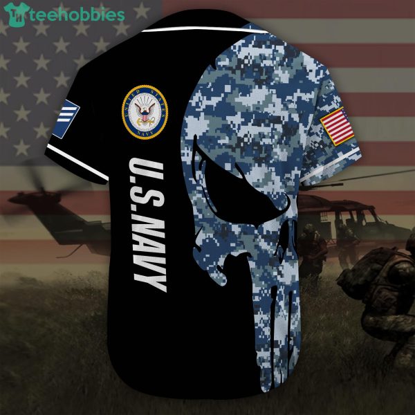 Custom Name United States Navy Veteran Jersey Baseball Shirt Product Photo 3