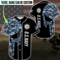 Custom Name United States Navy Veteran Jersey Baseball Shirt Product Photo 1