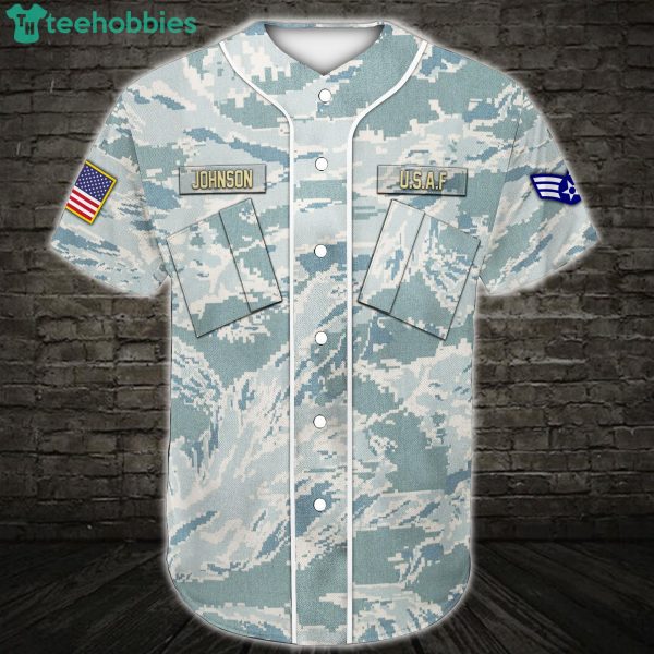 Custom Name US Air Force Veteran Jersey Baseball Shirt Product Photo 2