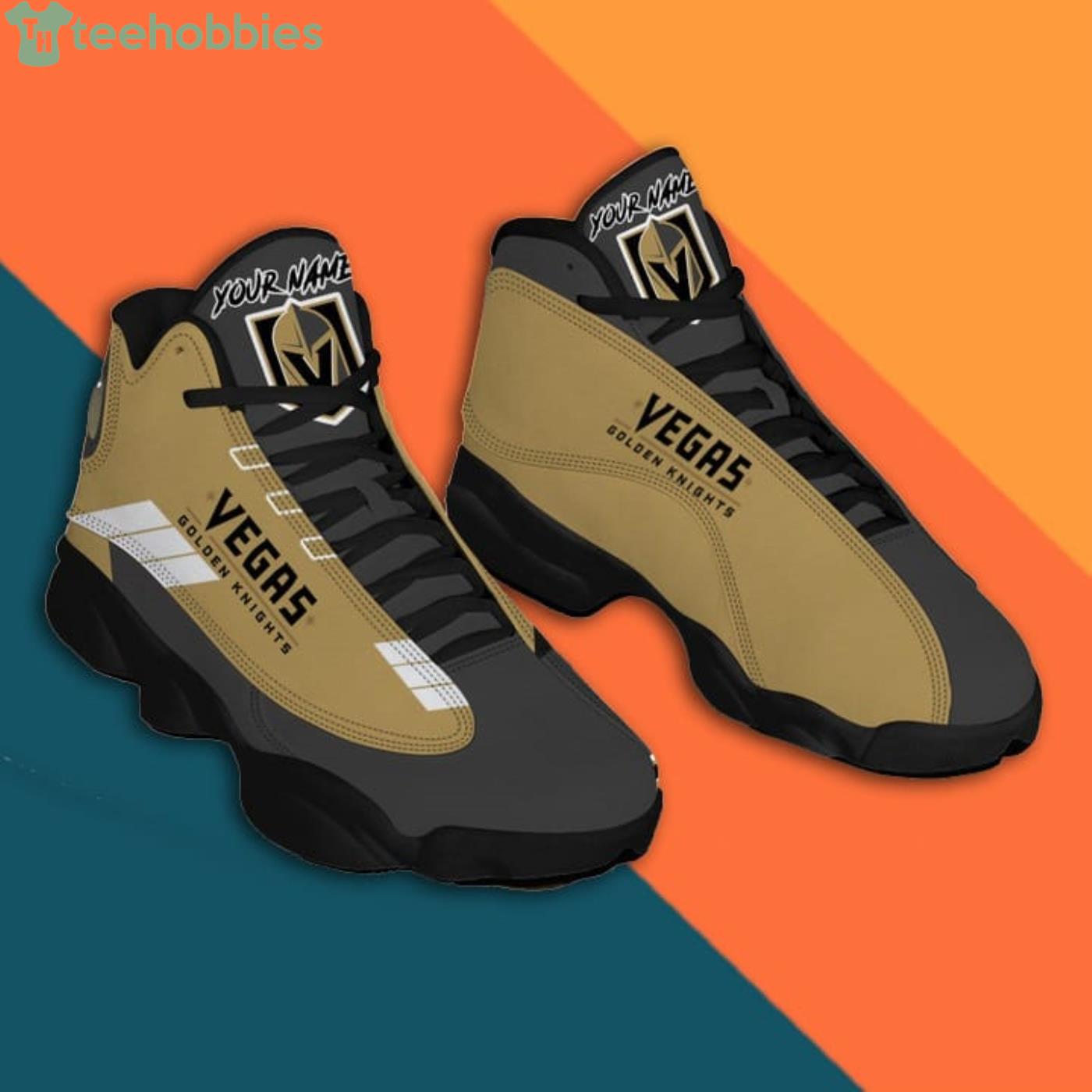 Custom Name Vegas Golden Knights Air Jordan 13 Sneaker Shoes Product Photo 1 Custom Name Vegas Golden Knights Air Jordan 13 Sneaker Shoes Product Photo 1