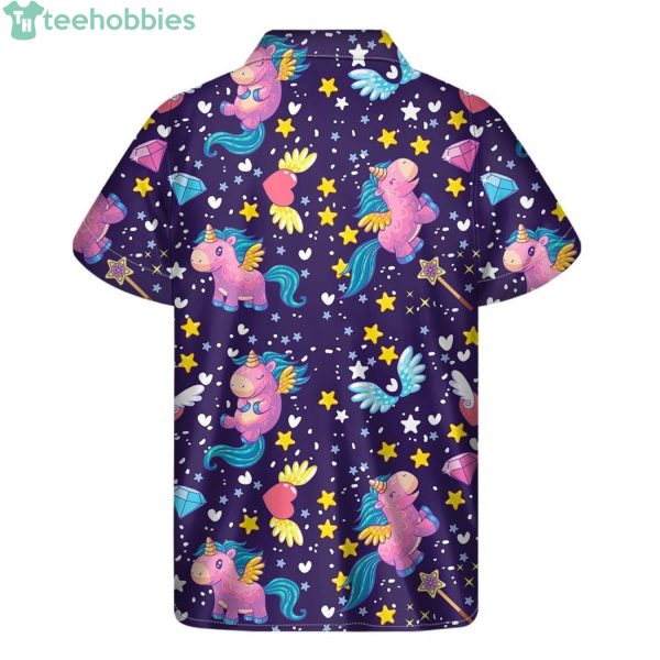 Cute Night Star Unicorn Pattern Print Short Sleeves Hawaiian Shirtproduct photo 1