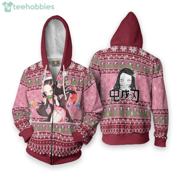 Demon Slayer Custom Nezuko Kamado Anime Fans Ugly Christmas Sweater Hoodie Product Photo 2