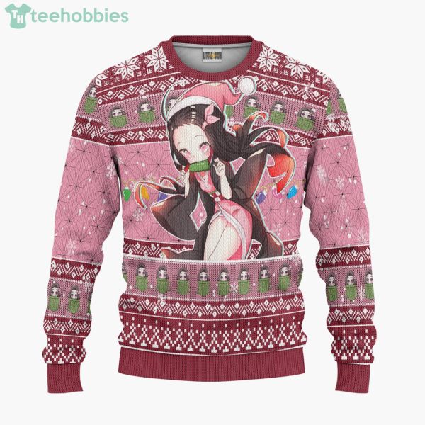 Demon Slayer Custom Nezuko Kamado Anime Fans Ugly Christmas Sweater Hoodie Product Photo 1