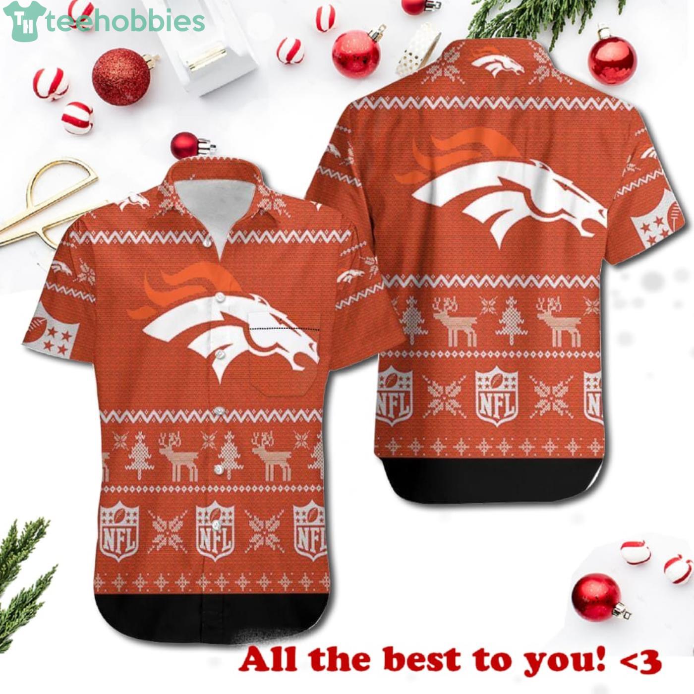 Denver Broncos Christmas Ugly Pattern 3D Hawaiian Shrit Product Photo 1