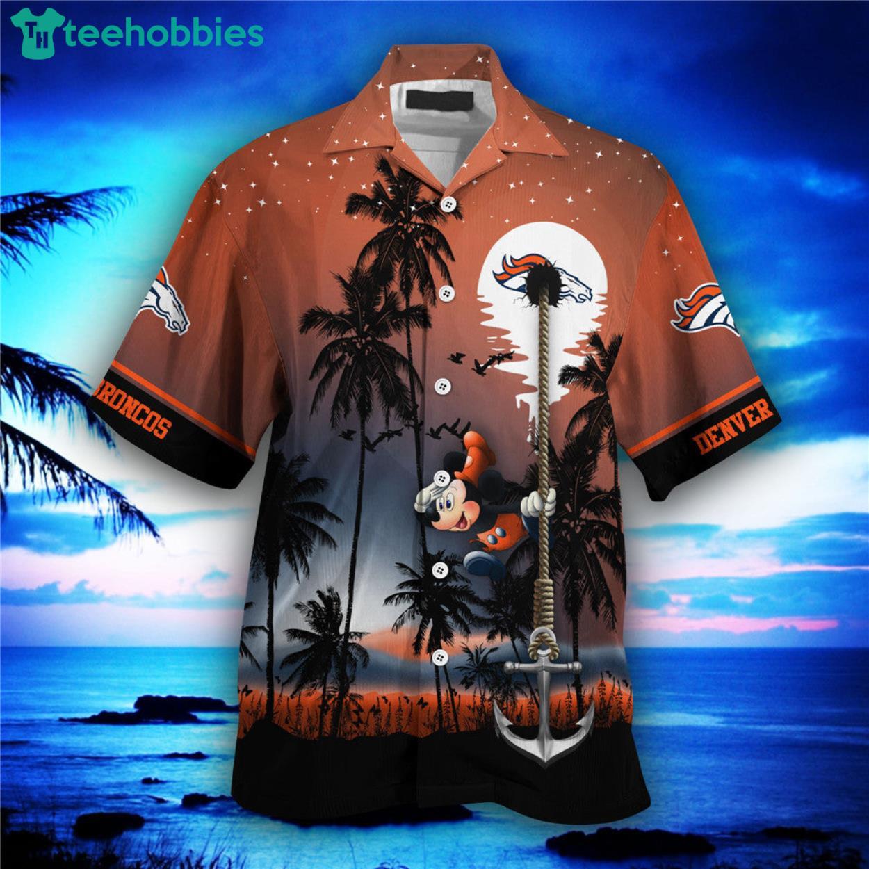 Denver Broncos Mickey And Beach Night Hawaiian Shirt Product Photo 1