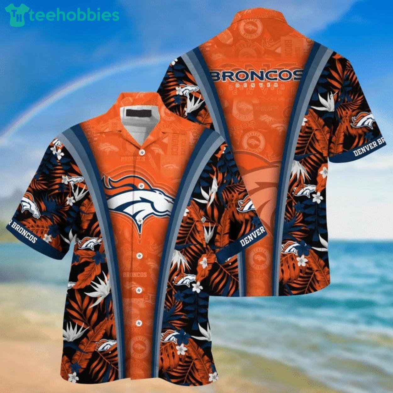 Denver Broncos Tropical Flower Hawaiian Shirt Product Photo 1