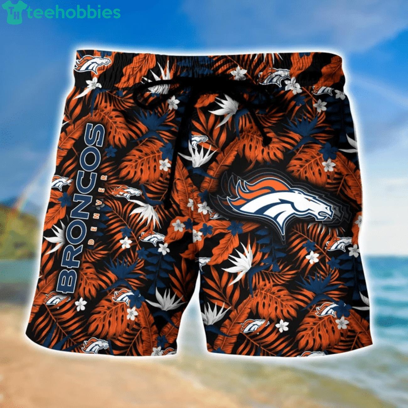 Denver Broncos Tropical Flower Hawaiian Shorts Product Photo 1
