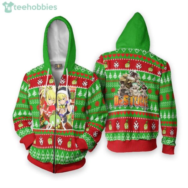 Dr Stone Custom Kohaku And Ruri And Suika Anime Fans Ugly Christmas Sweater Hoodie Product Photo 2