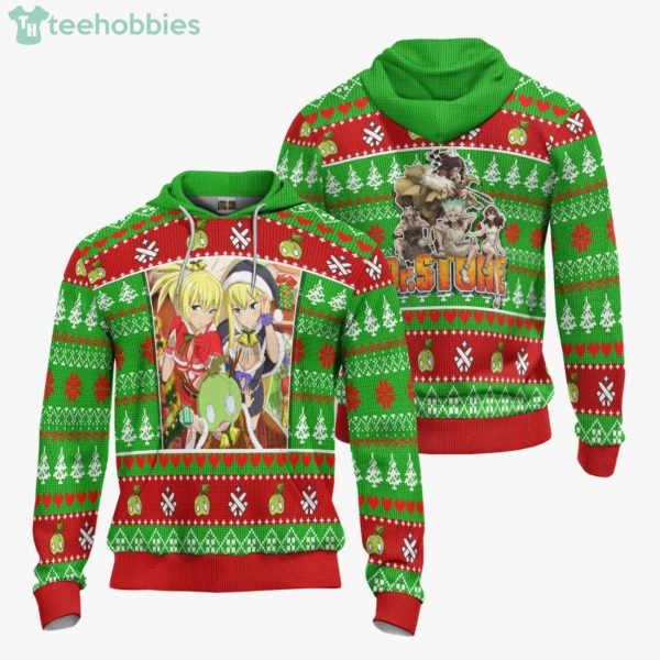 Dr Stone Custom Kohaku And Ruri And Suika Anime Fans Ugly Christmas Sweater Hoodie Product Photo 3