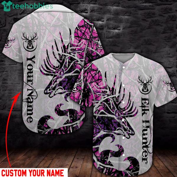 Elk Hunter Custom Name Best Gift For Hunter Jersey Baseball Shirt Product Photo 2
