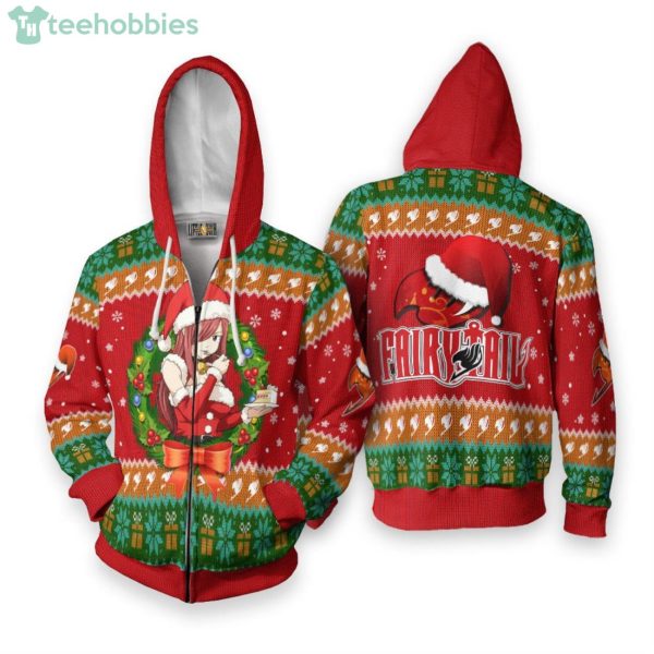 Erza Scarlet Custom Fairy Tails Anime Fans Ugly Christmas Sweater Hoodie Product Photo 2