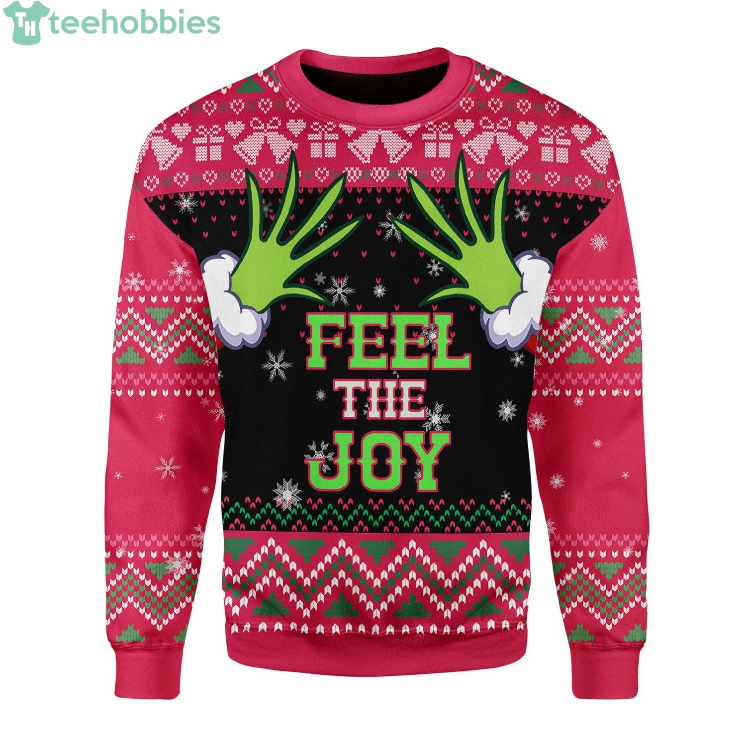 Feel The Joy Grinch Ugly Christmas Sweater Product Photo 1