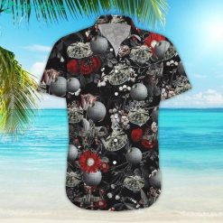 Flower Vintage Star Wars With Red Flower Button Down Hawaiian Shirtproduct photo 2