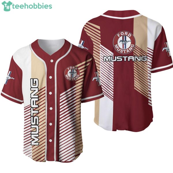 Ford Mustang Dvt-Va Men's Round Collar Red Jersey Baseball Shirt Product Photo 1