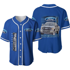 Ford Superduty Men's Round Collar Blue Jersey Baseball Shirt Product Photo 1