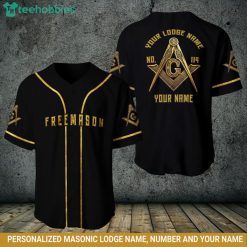 Freemason Custom Logde Name Black Jersey Baseball Shirt Product Photo 1