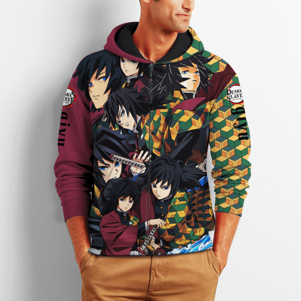 Giyu Zip All Over Printed 3D Shirt Kimetsus Costume Anime Fans Fan Gift Idea Product Photo 2