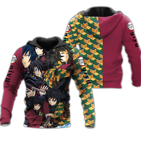 Giyu Zip All Over Printed 3D Shirt Kimetsus Costume Anime Fans Fan Gift Idea Product Photo 1