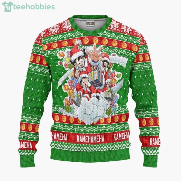 Goku And Gohan And Chi Chi Dragon Ball Custom Anime Fans Ugly Christmas Sweater Hoodie Product Photo 1