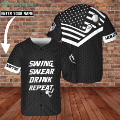 Golf Swing Swear Drink Repeat Custom Name Jersey Baseball Shirt For Golfer Product Photo 1