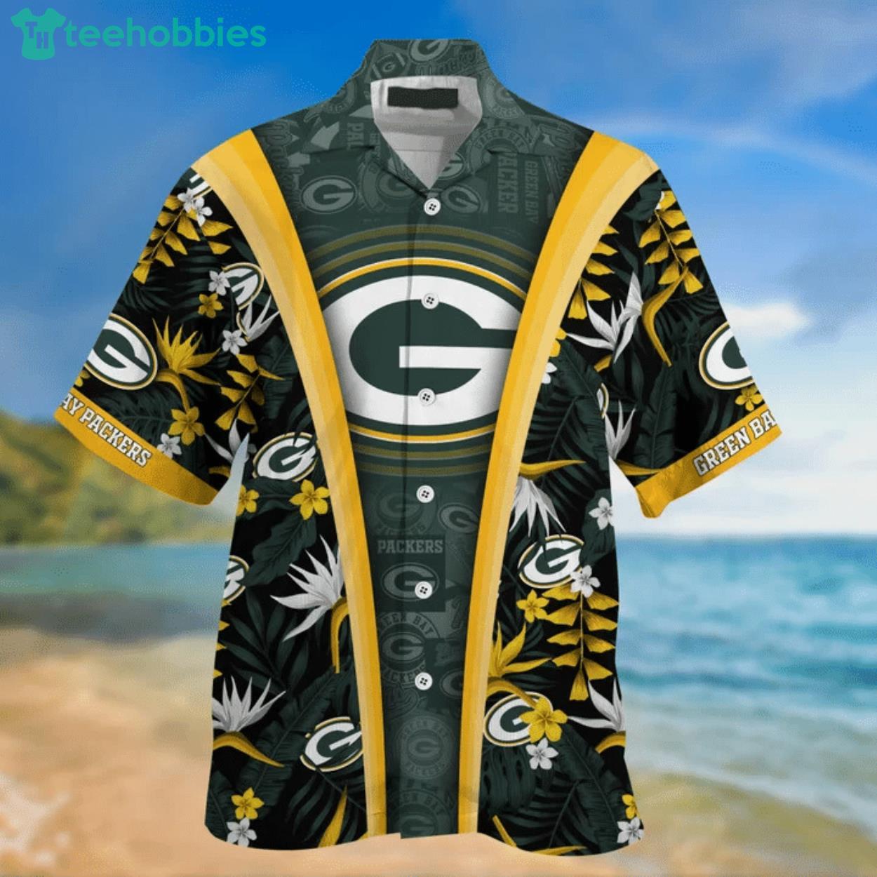 Green Bay Packers Yellow Flowers Short Sleeve Hawaiian Shirt And Short