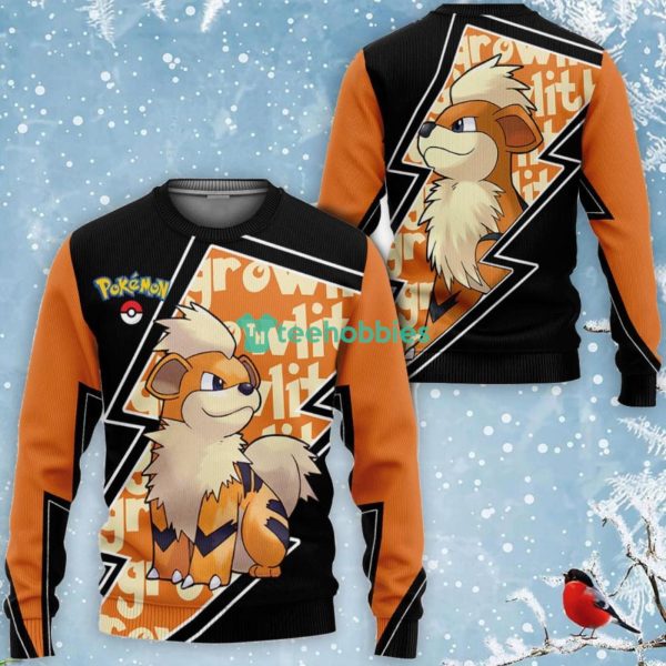Growlithe All Over Printed 3D Shirt Custom Pokemon Anime Fans Lighting Style Product Photo 2