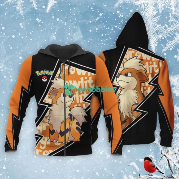 Growlithe All Over Printed 3D Shirt Custom Pokemon Anime Fans Lighting Style Product Photo 1