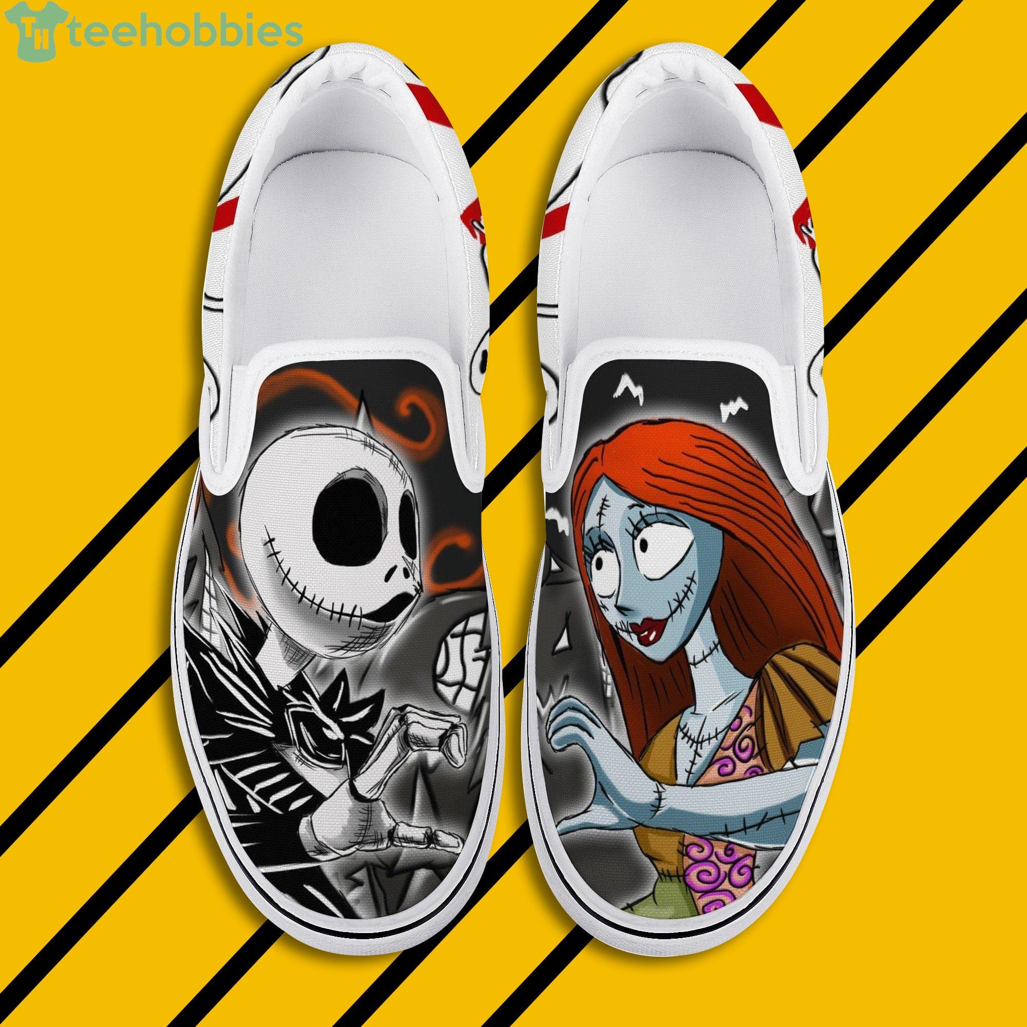 Halloween The Nightmare Before Christmas Jack & Sally Love Story Slip On Shoes Product Photo 1