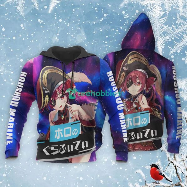 Houshou Marine All Over Printed 3D Shirt Holo Graffiti Custom Anime Fans Product Photo 3