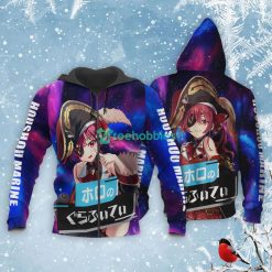 Houshou Marine All Over Printed 3D Shirt Holo Graffiti Custom Anime Fans Product Photo 1