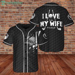 I Love My Wife Let Me Play Golf Black Color Golfer Jersey Baseball Shirt Product Photo 1