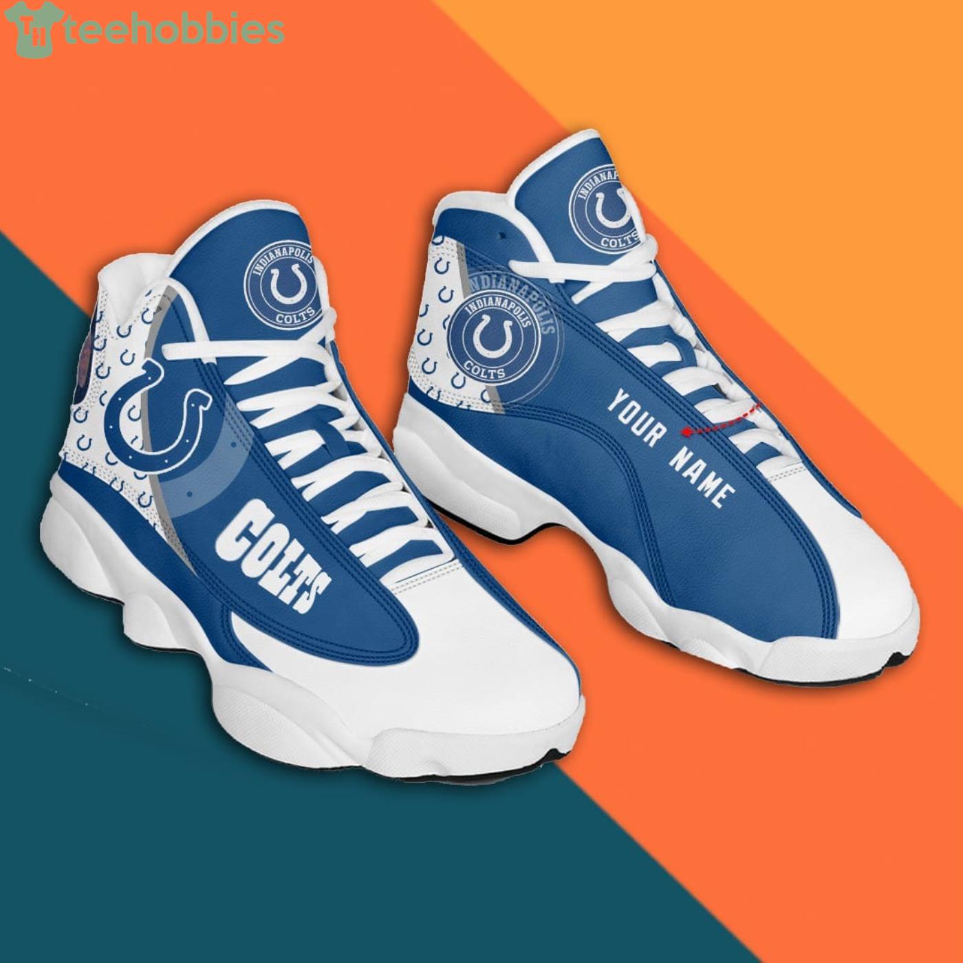 Indianapolis Colts Camo Pattern Air Jordan 13 Shoes For Fans