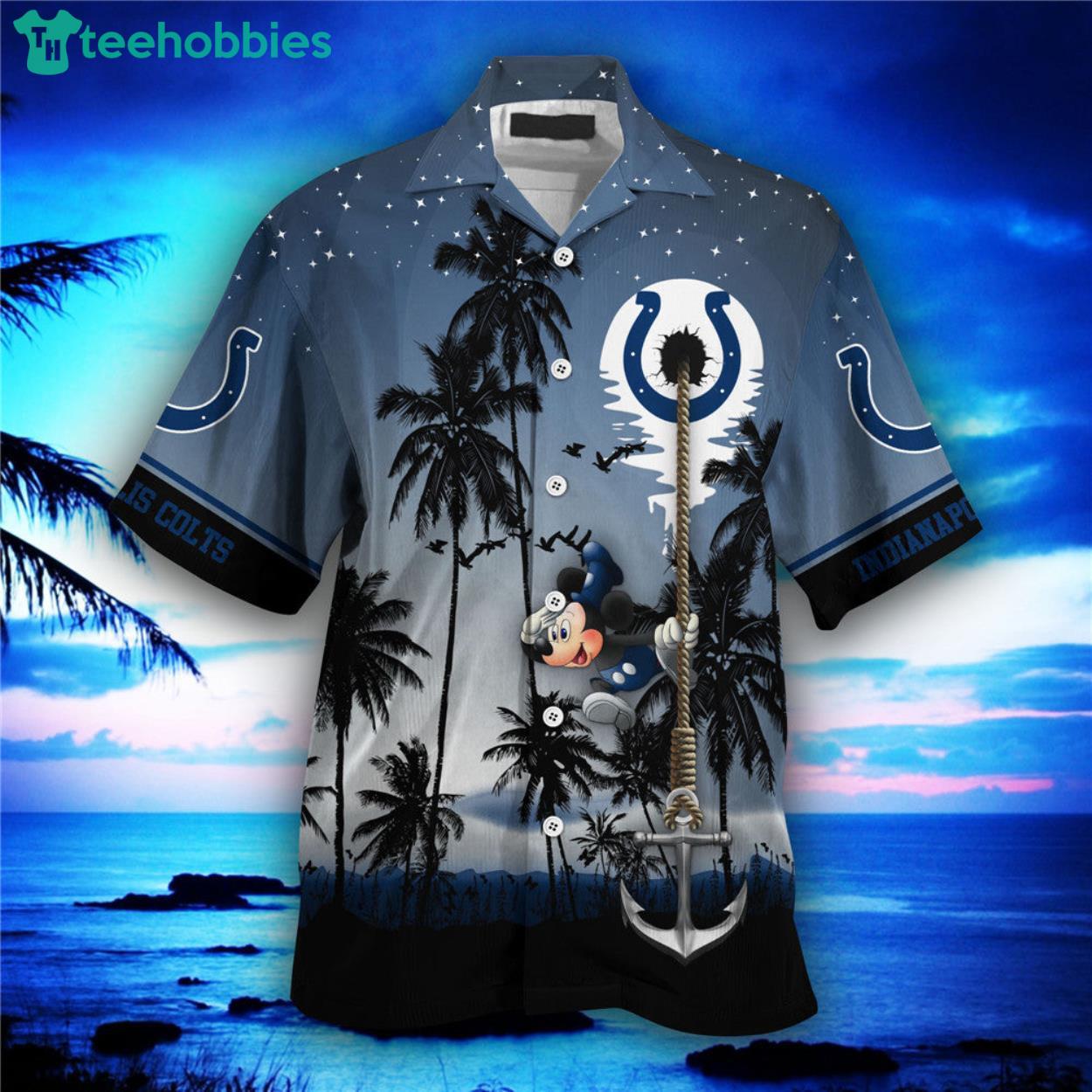 Indianapolis Colts Mickey And Beach Night Hawaiian Shirt Product Photo 1