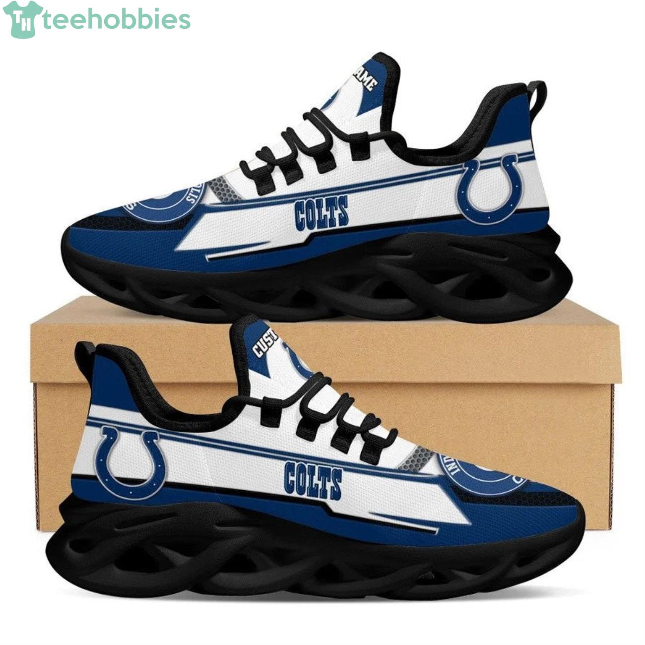 Indianapolis Colts Blue Splat Custom Nike Air Max Shoes White - Bandana  Fever