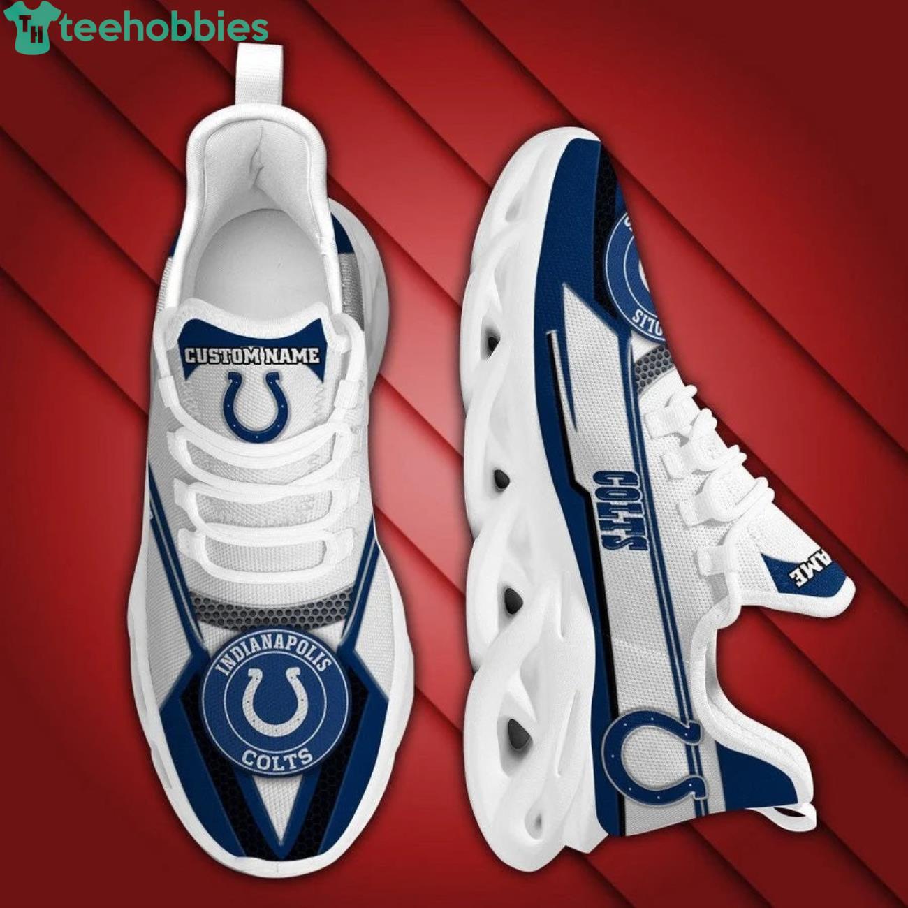 Indianapolis Colts Blue Splat Custom Nike Air Max Shoes White - Bandana  Fever