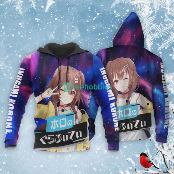 Inugami Korone All Over Printed 3D Shirt Holo Graffiti Custom Anime Fans Product Photo 3