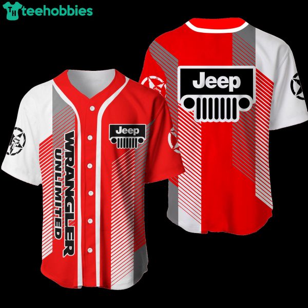 Jeep Wrangler Jeep Lover Men's Round Collar Red Jersey Baseball Shirt Product Photo 1