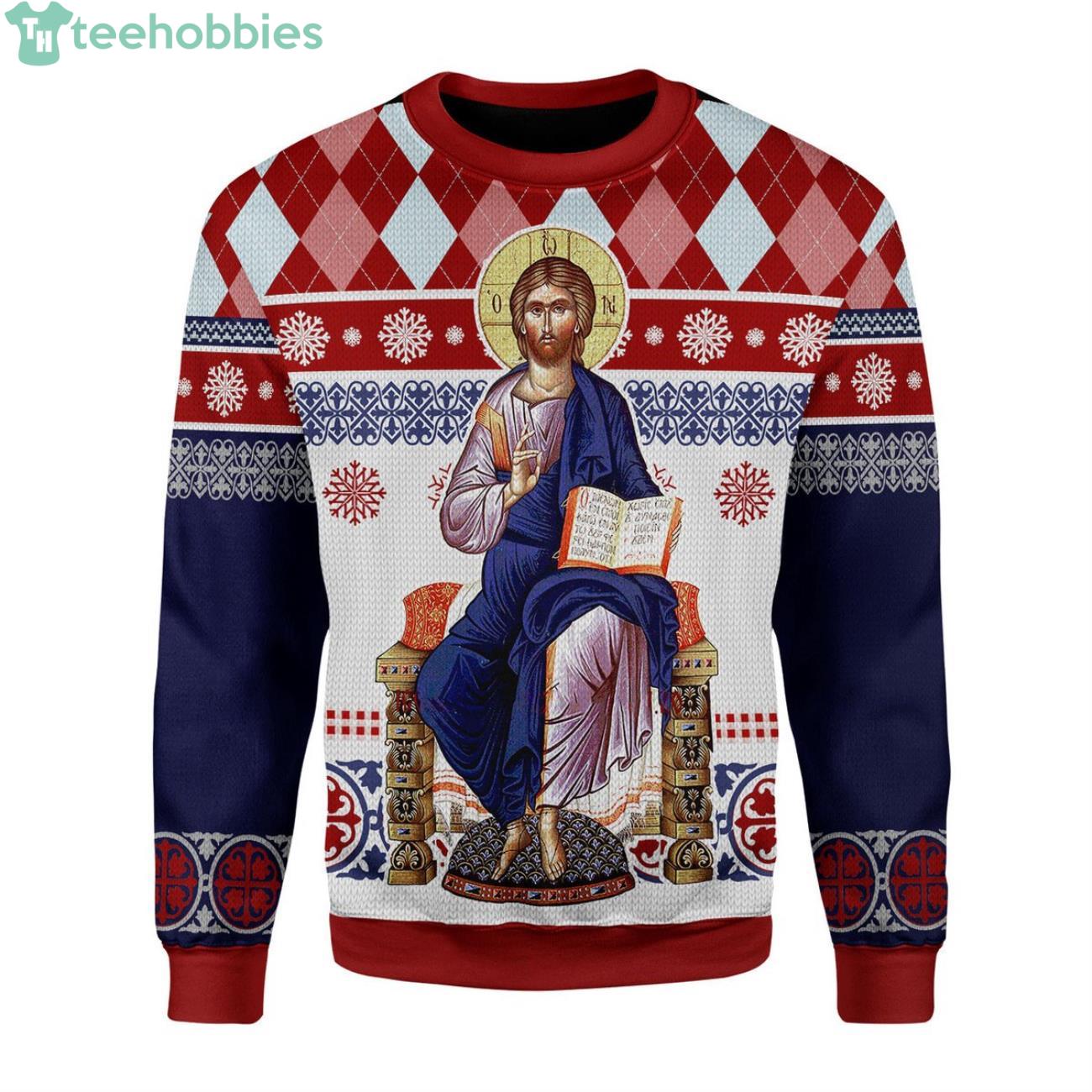 Jesus Evlogon Greek Byzantine Orthodox Ugly Christmas Sweater