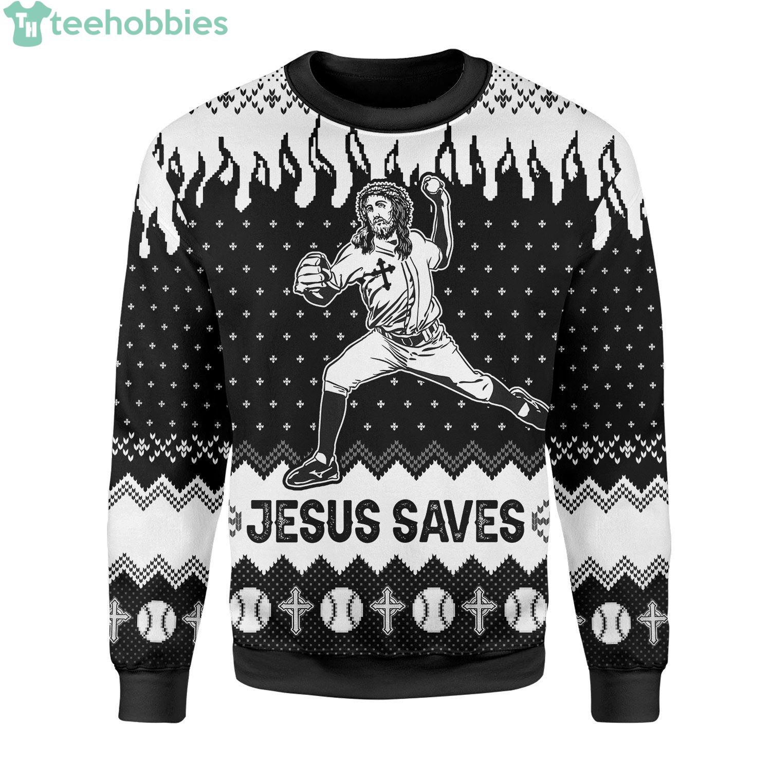 Jesus Saves Hockey Ugly Christmas Sweater Xmas Gift Men And Women Christmas  Sweater