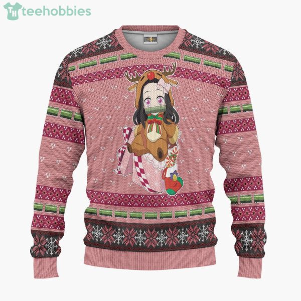 Kamado Nezuko Cute Demon Slayer Anime Fans Ugly Christmas Sweater Hoodie Product Photo 1