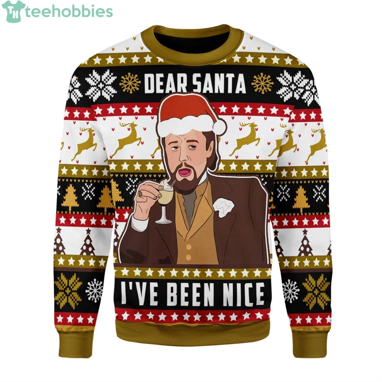 Leo I've Been Nice Santa Ugly Christmas Sweater image Leo I've Been Nice Santa Ugly Christmas Sweater Product Photo 1