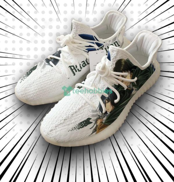 Levi x Mikasa Custom Attack on Titan Anime Yeezy Shoes For Fans Product Photo 1