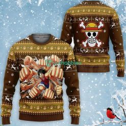 Luffy Gomu Gomu Ugly Sweater Xmas One Piece Anime Fans All Over Printed 3D Shirt Product Photo 1