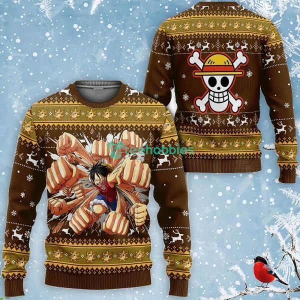 Luffy Gomu Gomu Ugly Sweater Xmas One Piece Anime Fans All Over Printed 3D Shirt Product Photo 1