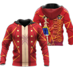 Luffy Zip All Over Printed 3D Shirt Cosplay One Piece Anime Fans Product Photo 1