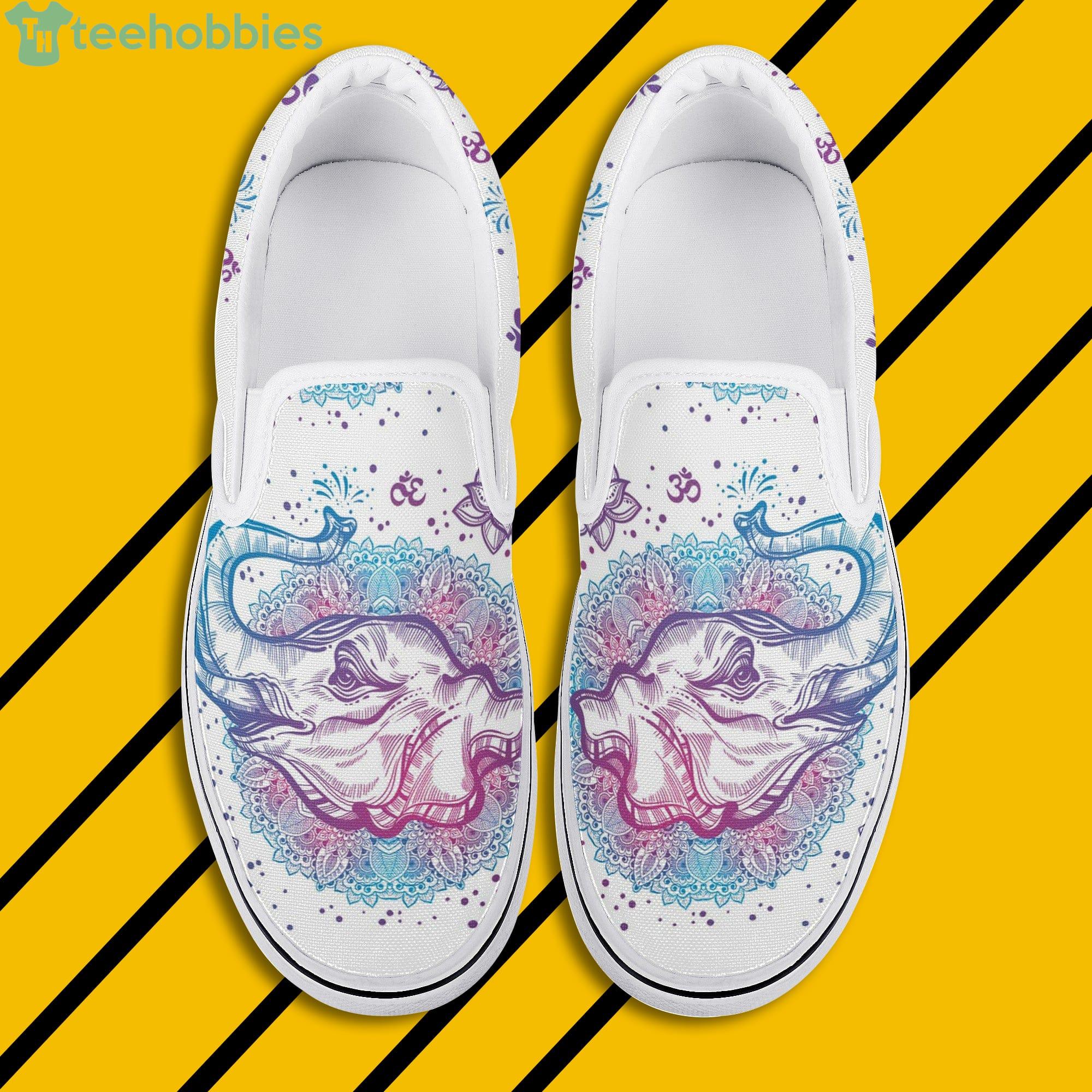 Mandala Elephant White Slip On Shoes For Men And Women Product Photo 1
