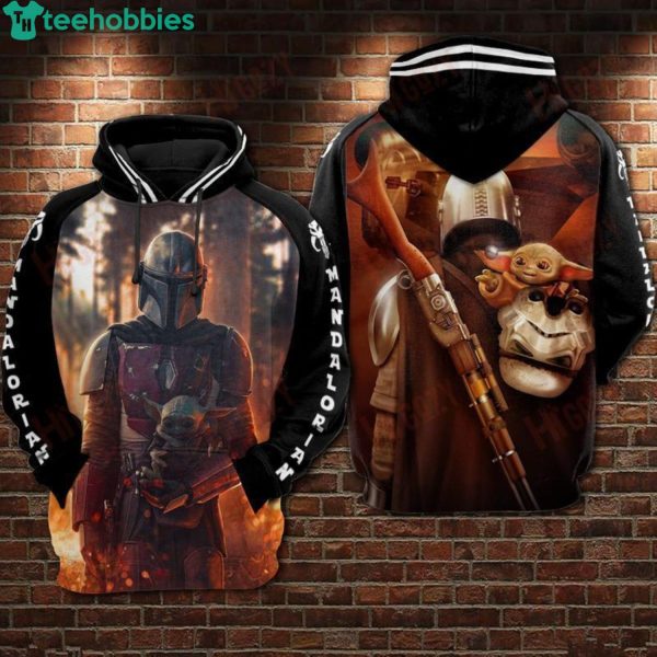Mandalorian And Yoda Star Wars All Over Print 3D Hoodieproduct photo 1